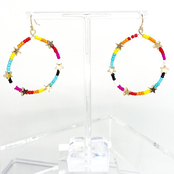 Rainbow Galaxy Hoop Earrings - Picture 2 of 7